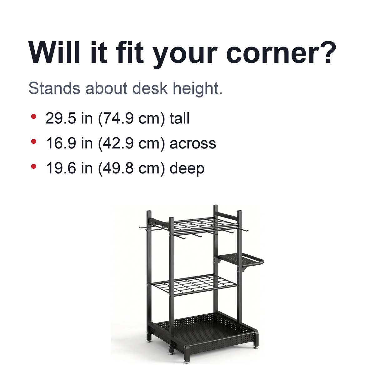 Heavy-Duty Black Metal Garden Rack – Strong Storage Organizer for Tools, Hoses & Supplies, Keeping Outdoor Spaces Clutter-Free