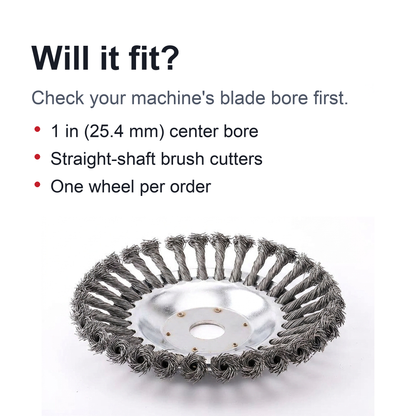 Heavy-Duty Mower Wire Weeding Wheel – Universal Lawn Mower Accessory with 6" and 8" Twisted Wire Heads for Fast, Efficient Garden Cleaning