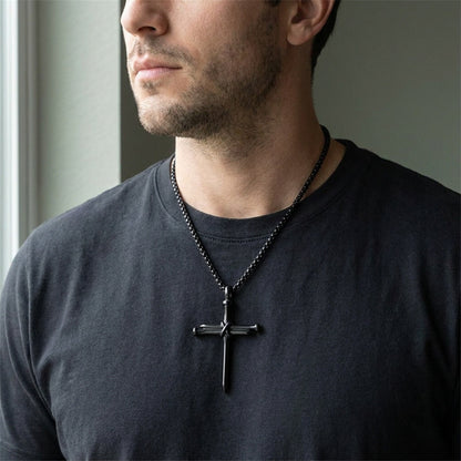 Vintage Stainless Steel Cross Nail Necklace – Christian Jesus Pendant for Men’s Punk Fashion