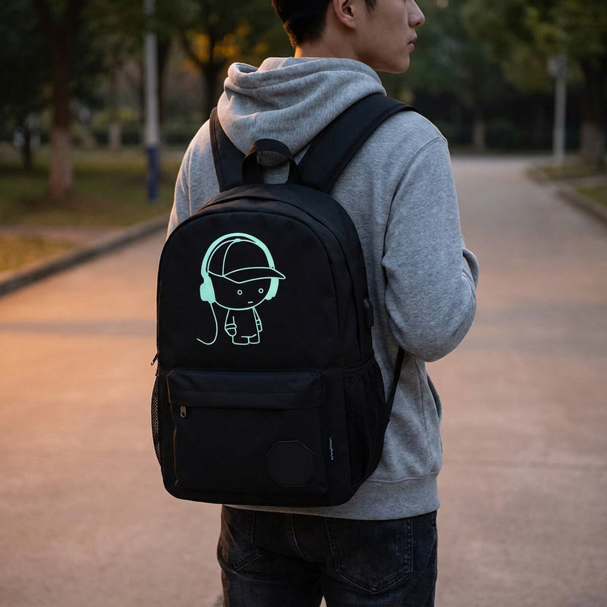 Cartoon-Inspired Luminous School Backpack – Stylish Daypack with USB Charging Port & Secure Lock for Boys and Girls (Under 15.6 inches)