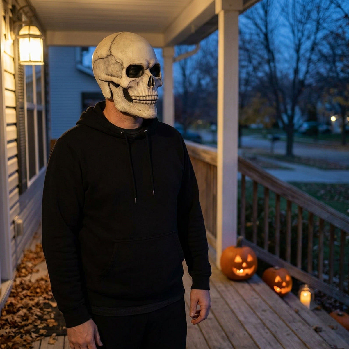 Movable Mouth Skull Mask - Halloween Full Head Skeleton Mask