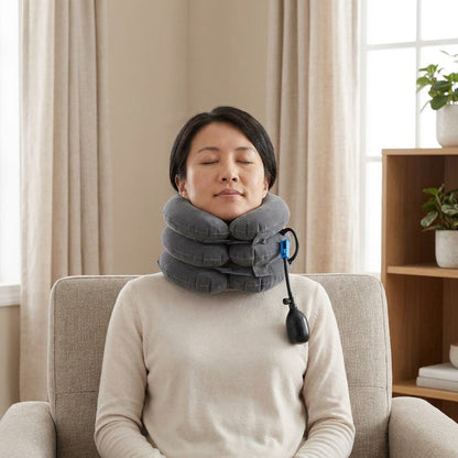 Three Layers Cervical Neck Traction Inflatable Pillow