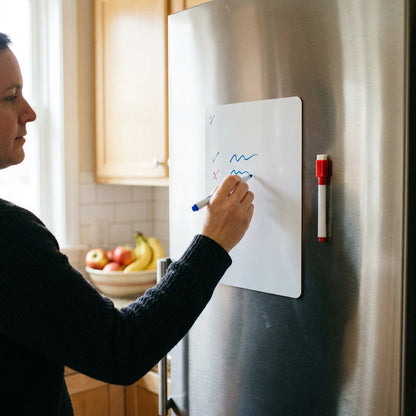Magnetic Dry Erase Fridge Board - Flexible Whiteboard Memo Planner Sheet for Grocery Lists, Notes and Kitchen Organization