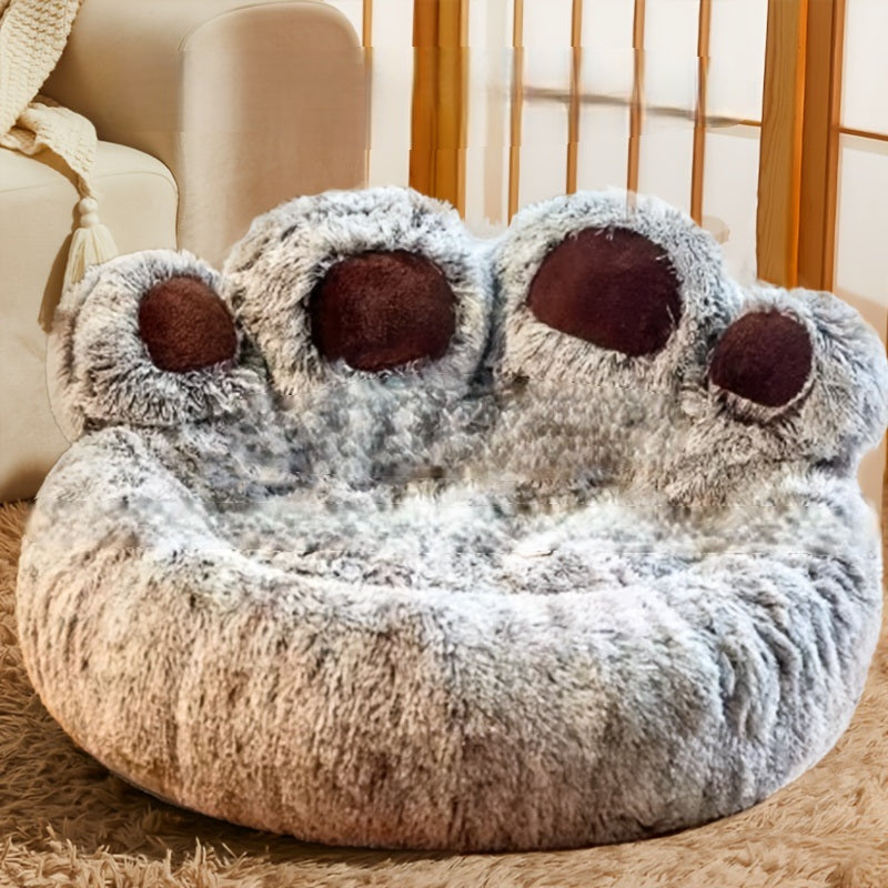 Plush Bear Paw Pet Bed - 6 Color Extra Large, Cozy All-Season Nest for Cats & Dogs, No Assembly Needed