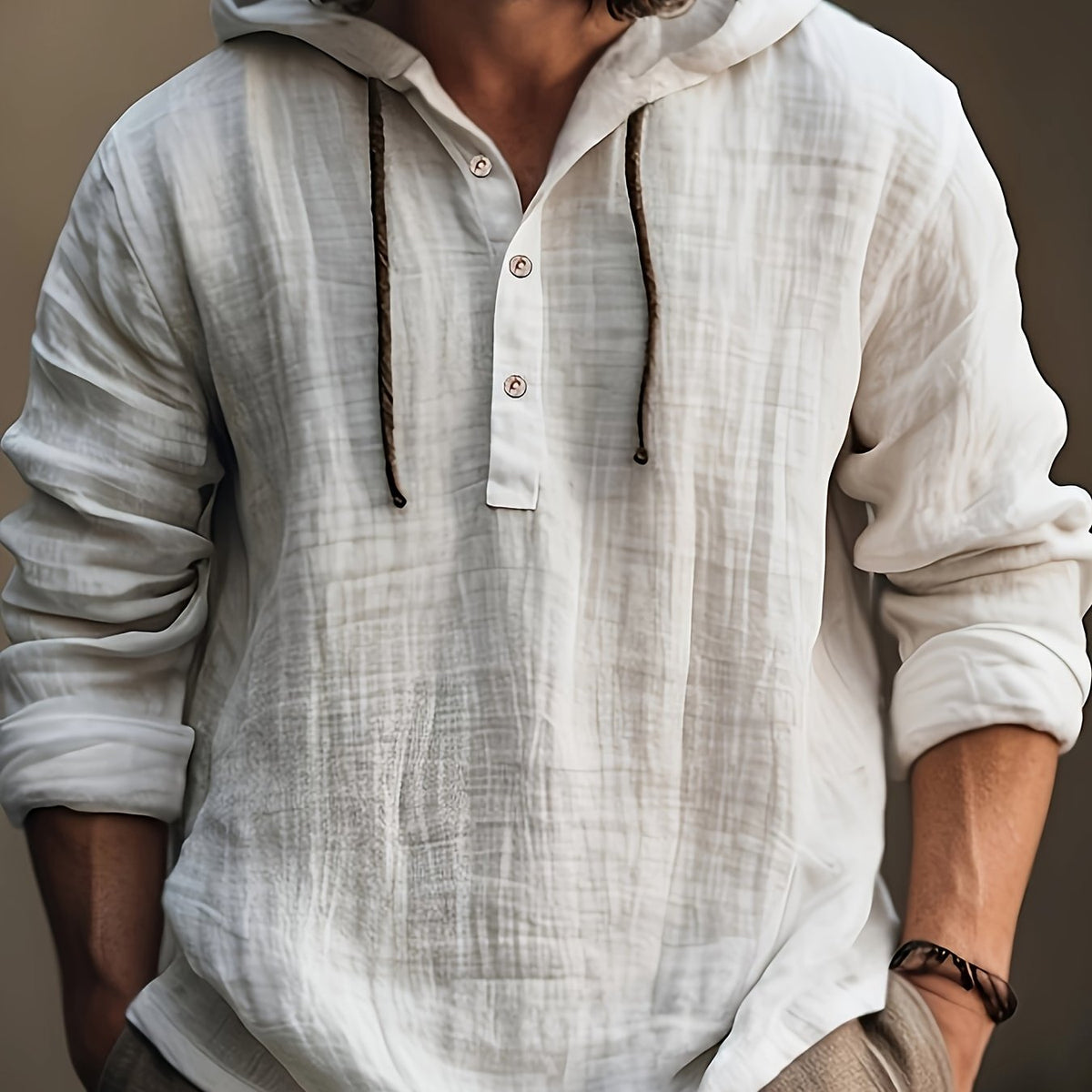 Men’s Cotton Hooded Shirt – Long Sleeve Casual Sweatshirt Top for Comfortable Spring and Autumn Daily Wear
