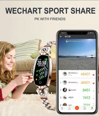 Waterproof Smart Fitness Bracelet w/ HR & BP Monitor For Women