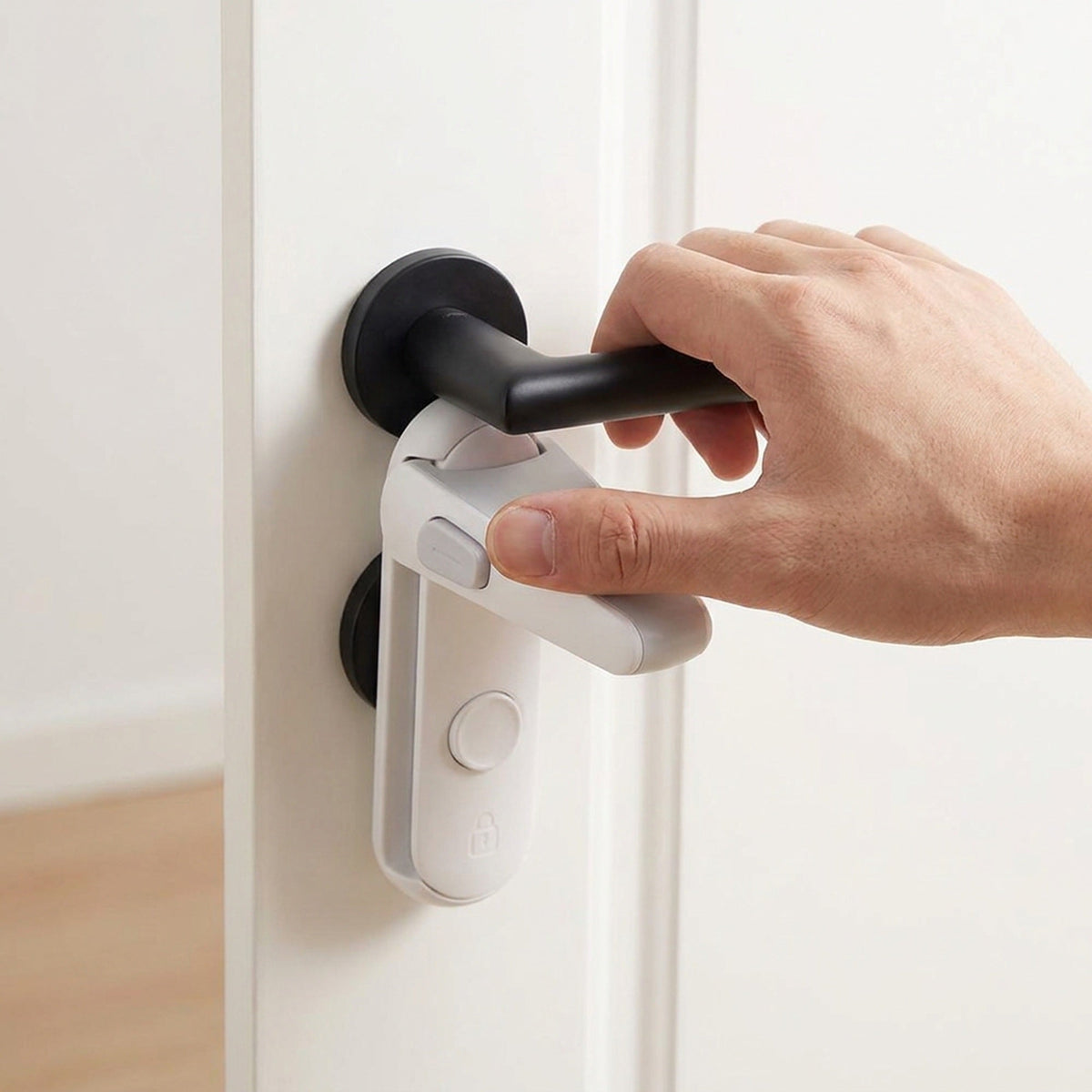 Childproof Door Lever Lock – Baby Safety Door Handle Lock for Toddlers and Pets, Adhesive Mount, Single Lock