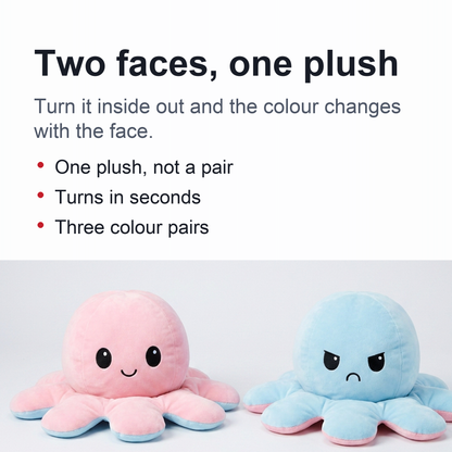 Giant Reversible Octopus Plush – Flip for a Mood Change, Perfect for Kids