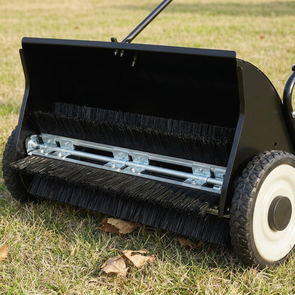 Push Lawn Sweeper - 26 in Sweeping Path, 7 cu ft Mesh Hopper, Four Spinning Brushes, No Fuel or Cord