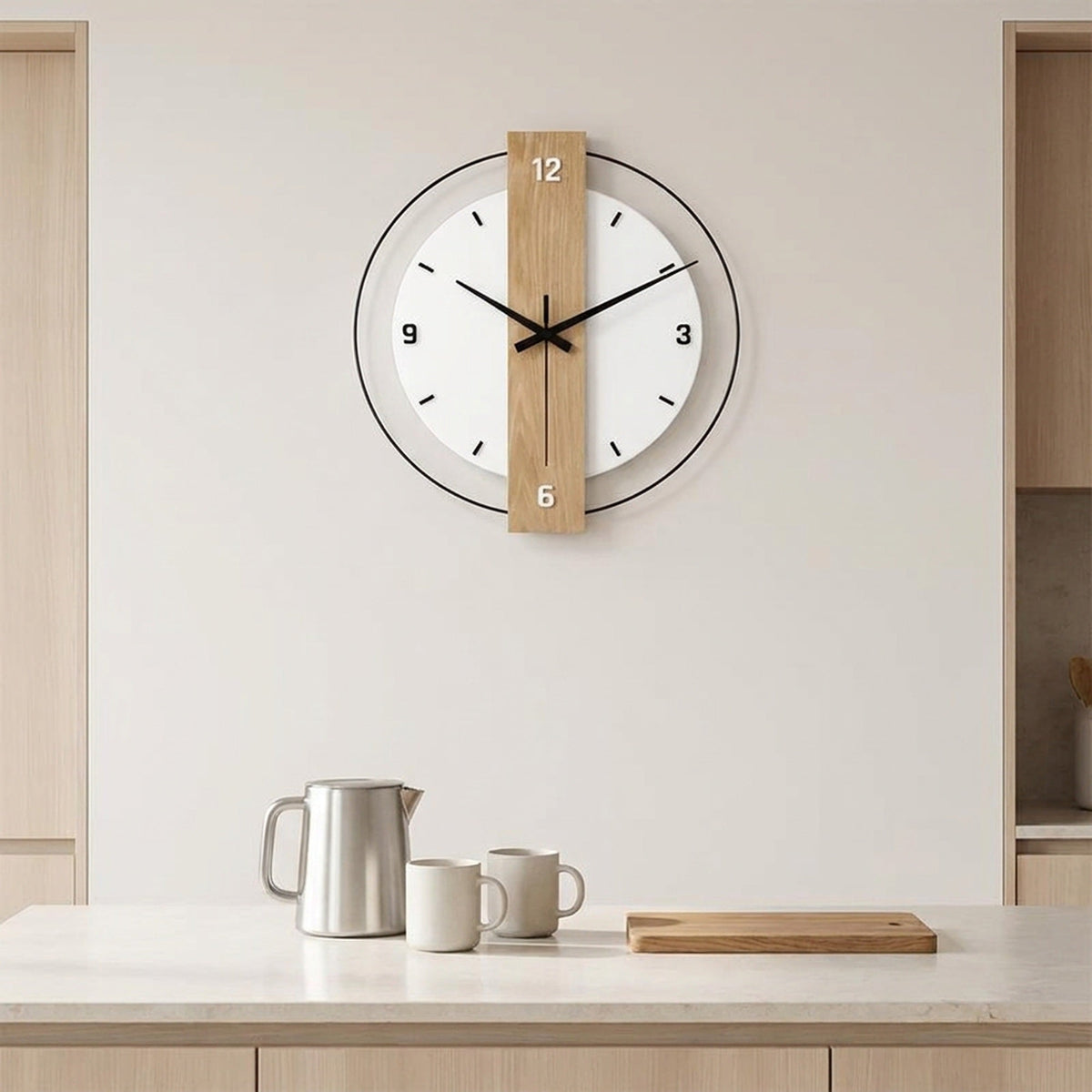 Nordic Minimalist Wall Clock – Modern Silent Living Room Clock for Home, Restaurant & Interior Aesthetic Decor