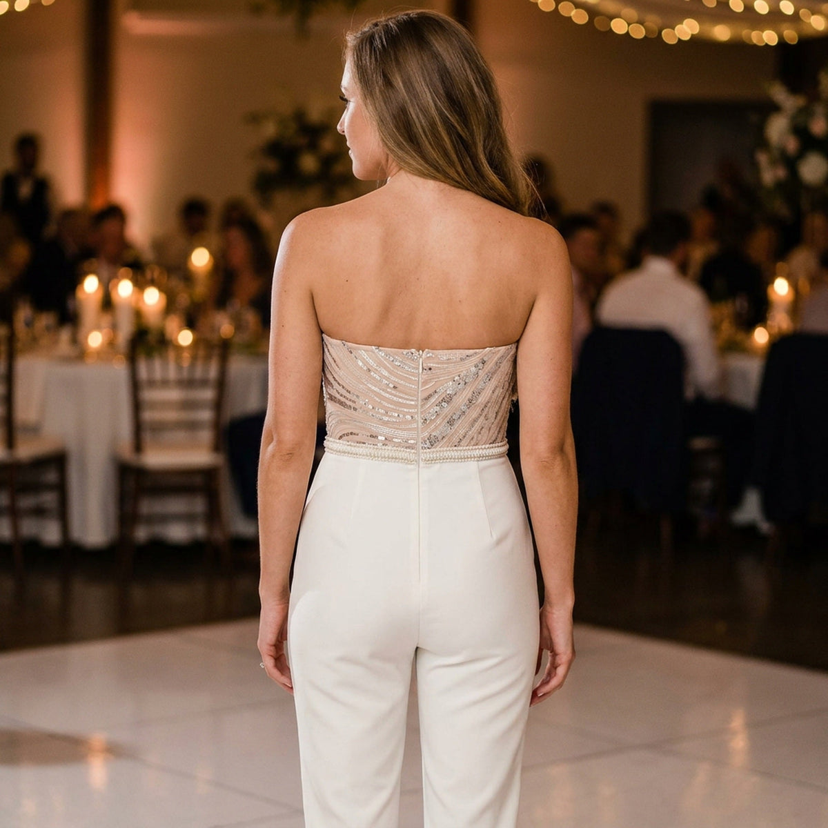 Sexy Women’s Sequin Jumpsuit – Strapless Club Outfit One-Piece Romper for Parties, Fashion Events, and Night Outs