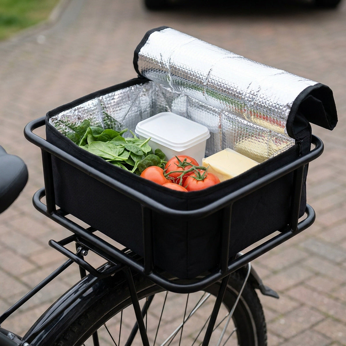 Heavy-Duty Rear Bike Basket with Rack – Large Metal Bicycle Carrier for Groceries, Commutes, and Electric Bike Storage