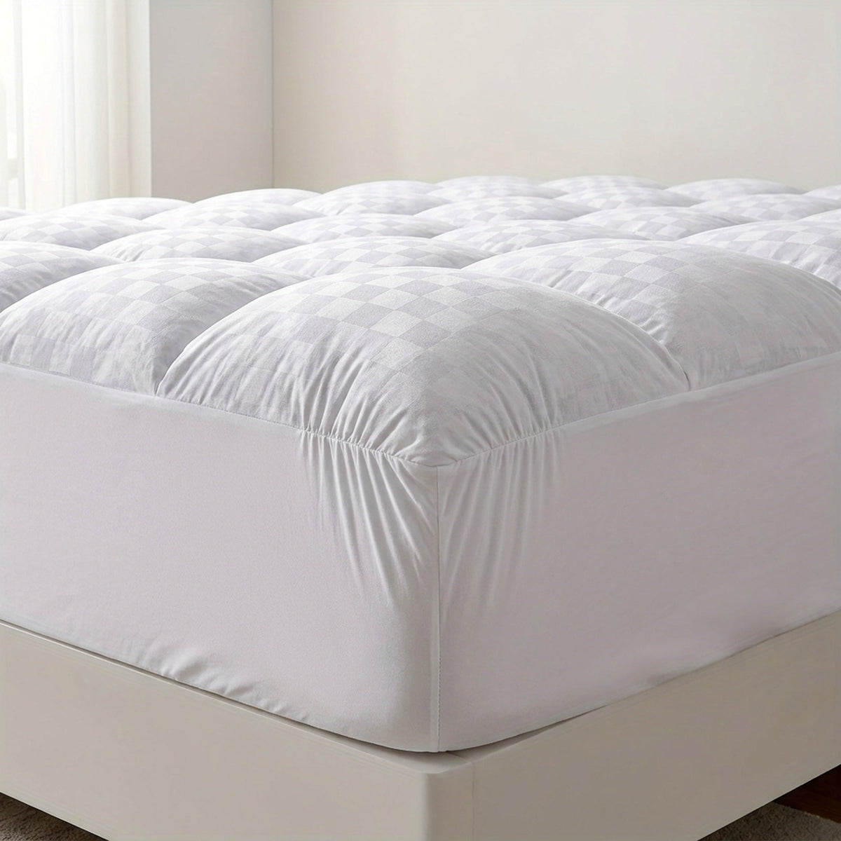 Extra Thick Quilted Mattress Topper – Luxuriously Soft Cooling Pad with Diamond Pattern, Fits 8-21" Mattresses, Perfect for Bedroom Comfort