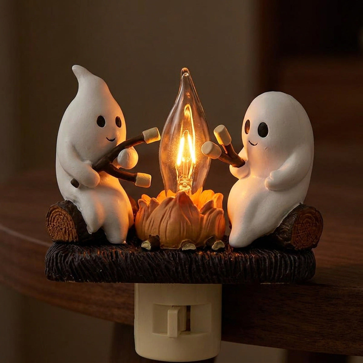 Ghost Campfire Flickering Night Light - Halloween Ghost Bonfire Night Light