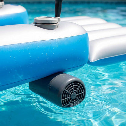Motorized Pool Lounger - Inflatable Ride-On Water Float with Twin Electric Motors and Joystick Steering