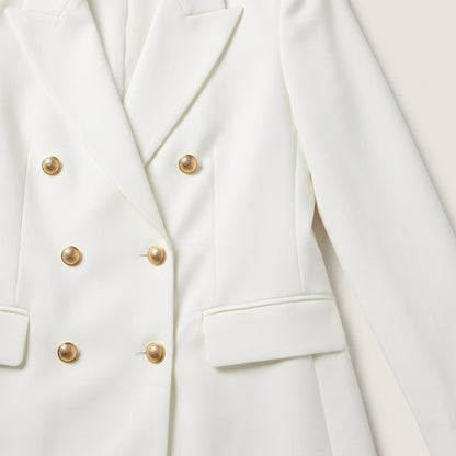 Women's Pant Suit – Double Breasted Business Blazer Set, Gold Buttons – Blazer, Pants or Skirt
