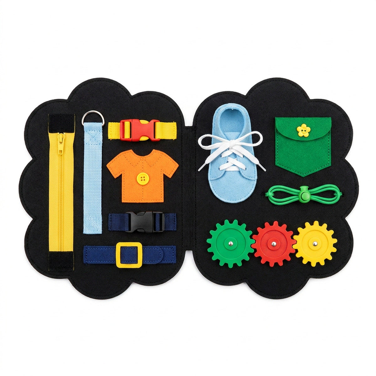 Montessori Felt Busy Book - Educational Sensory Activity Board for Kids Travel Learning and Quiet Play Entertainment