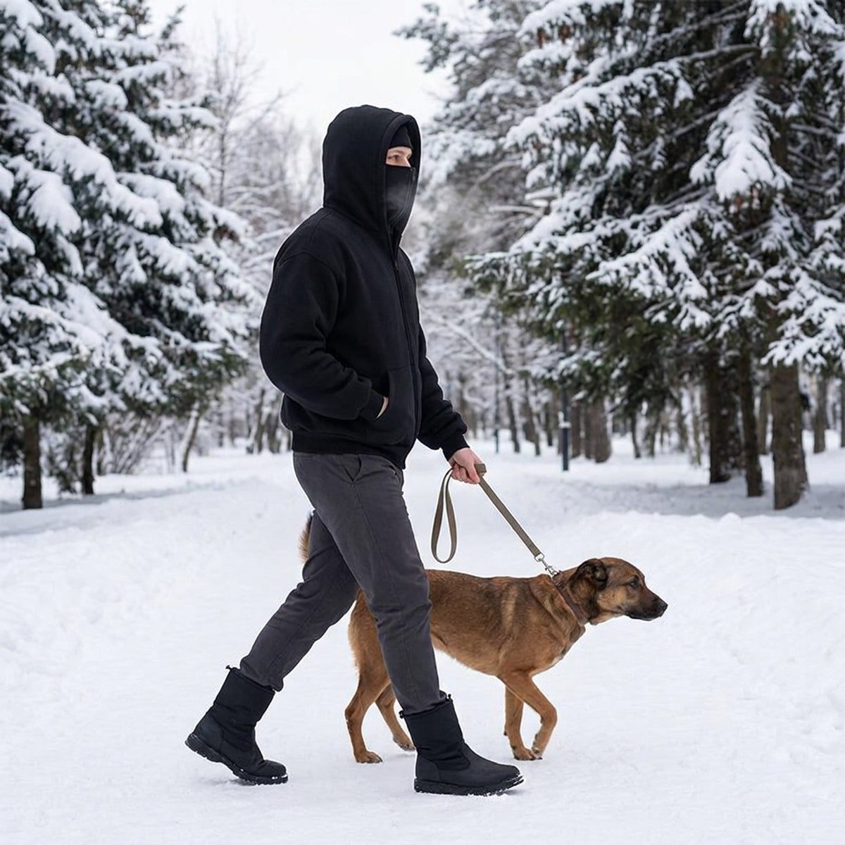 Men's Winter Balaclava Zip Hoodie – Warm Hooded Sweatshirt with Built-In Face Mask for Outdoor Adventures