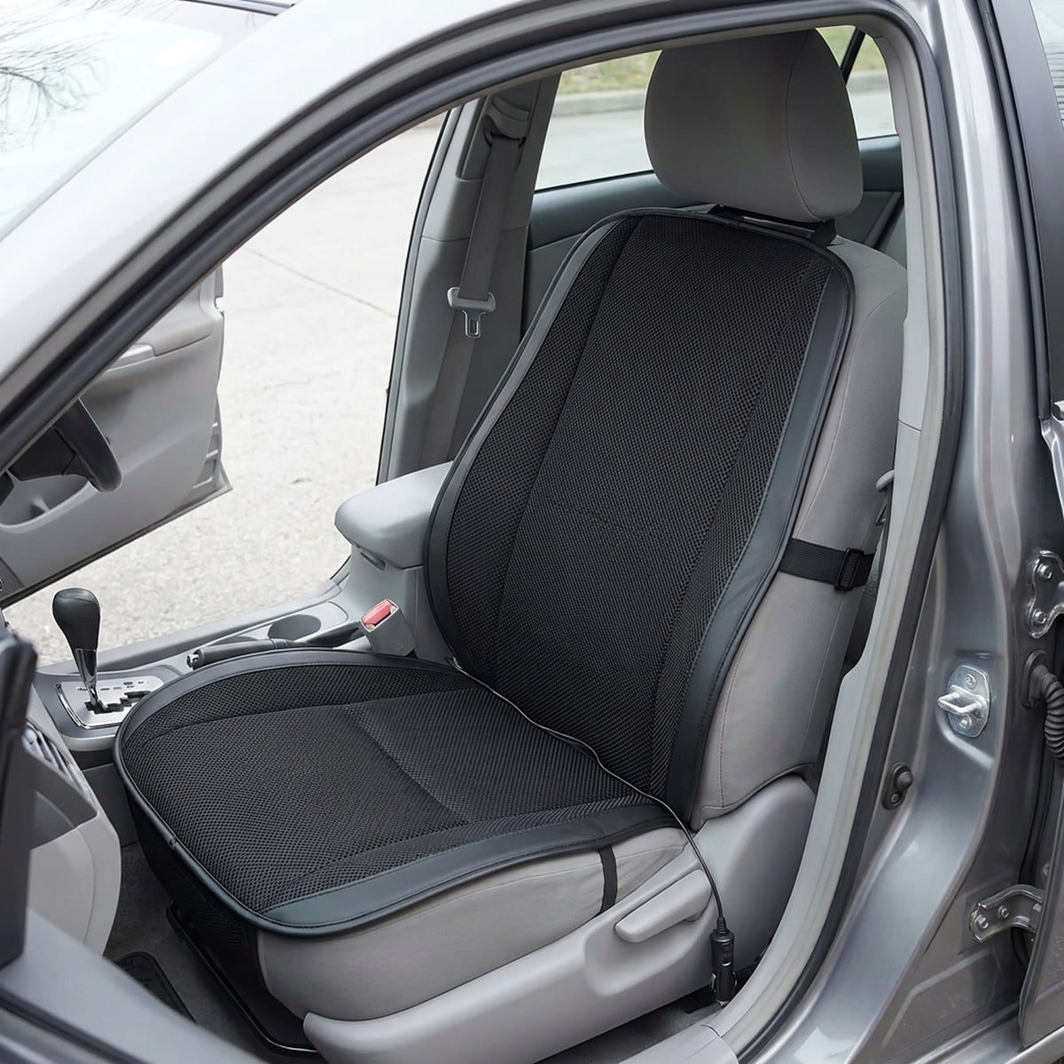 Ventilated Car Seat Cushion - 12V Fan Cooling with Lumbar Massage