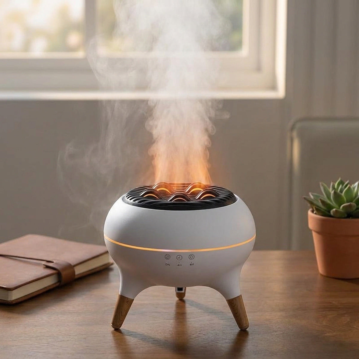 Jellyfish and Flame Model Aromatherapy Humidifier with Night Light – Soothing Atmosphere Lamp for Home & Office Relaxation