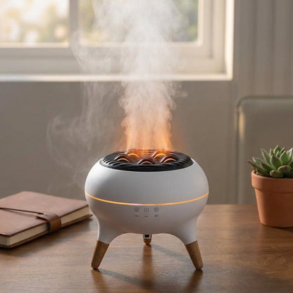 Jellyfish and Flame Model Aromatherapy Humidifier with Night Light – Soothing Atmosphere Lamp for Home & Office Relaxation
