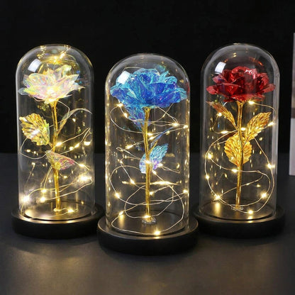 Preserved Rose in Glass Dome – LED Beauty & The Beast Flower for Romantic Gifts & Elegant Home Décor
