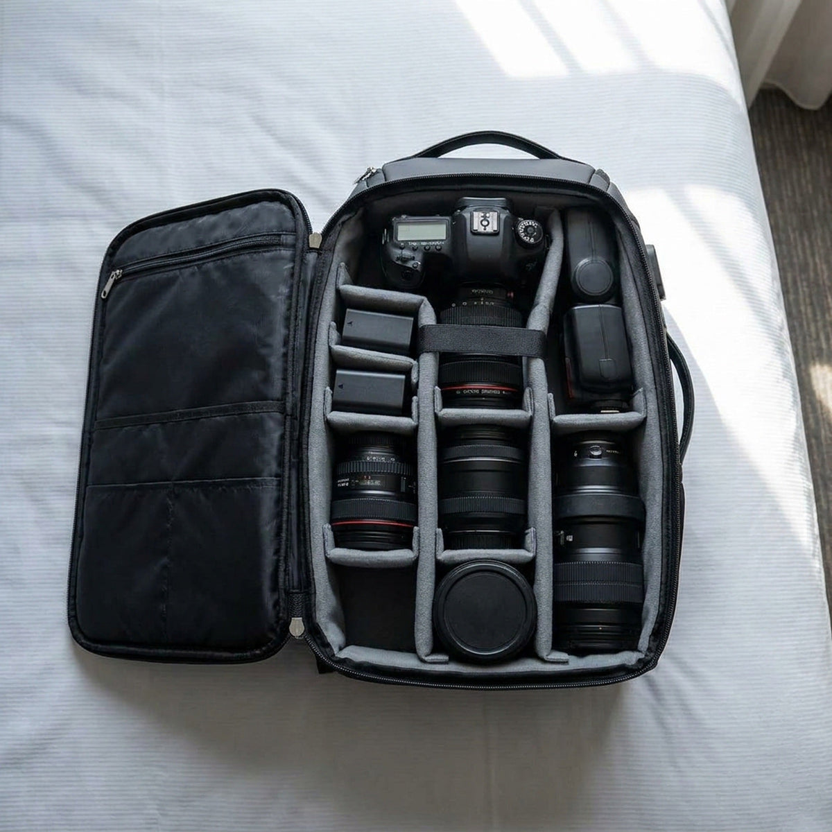 Large Capacity Camera Backpack With Laptop Compartment - Men Travel Professional Camera Backpack With Tripod Bracket