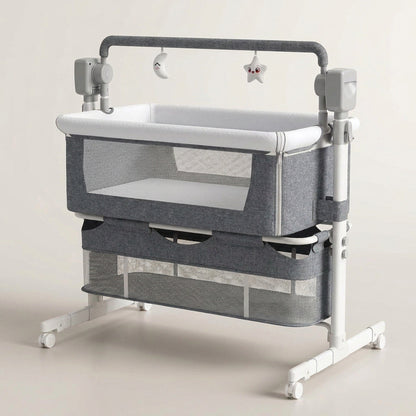 Portable Electric Bassinet - Rolling Baby Bassinet with Remote-Controlled Rocking, Fold-Down Side and Bluetooth Sound