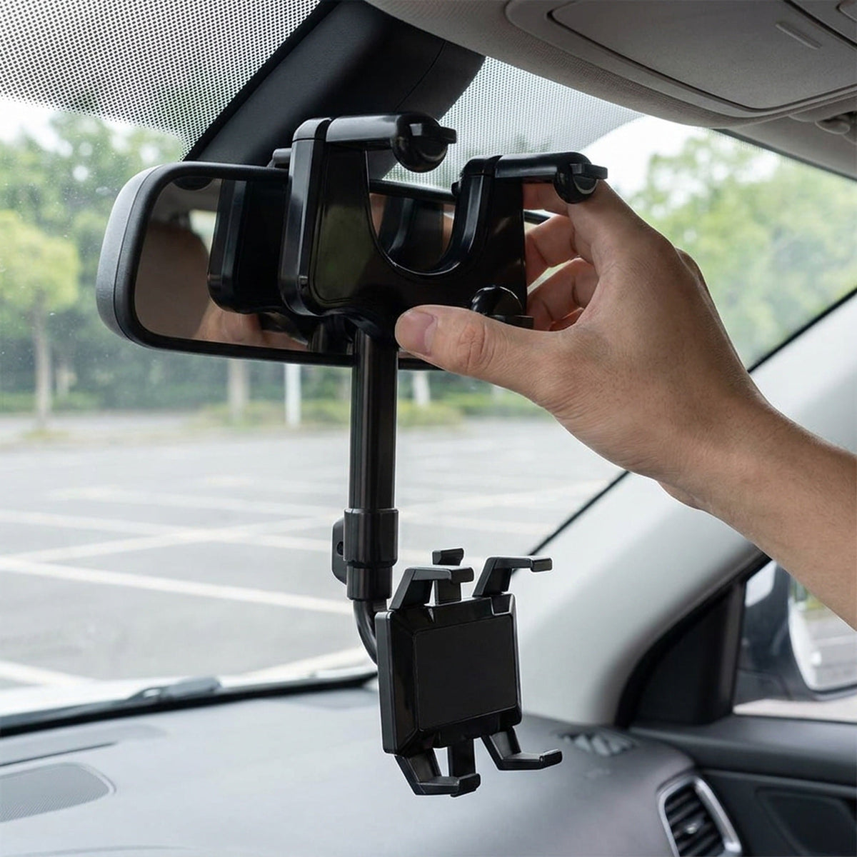 Rotatable and Retractable Car Phone Holder - 360 Degree Rear View Mirror Phone Holder