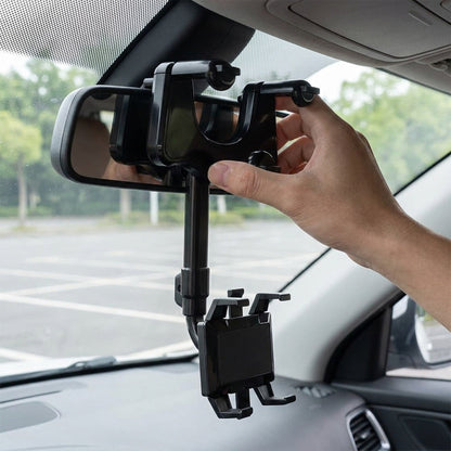 Rotatable and Retractable Car Phone Holder - 360 Degree Rear View Mirror Phone Holder