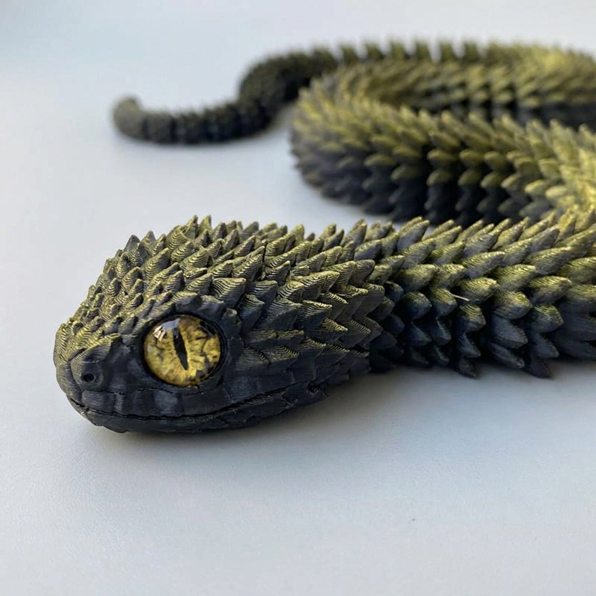 3D-Printed Articulated Snake - Posable Bush Viper Desk Fidget