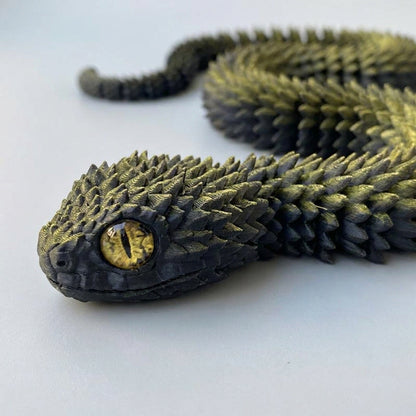 3D-Printed Articulated Snake - Posable Bush Viper Desk Fidget