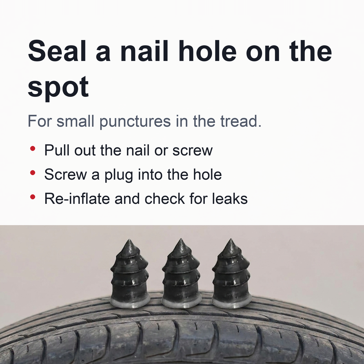 Screw-In Tire Plugs – Tire Repair Kit for Tubeless Car, Light Truck, Motorcycle and Scooter Tires (Tire Puncture Sealing Nail)