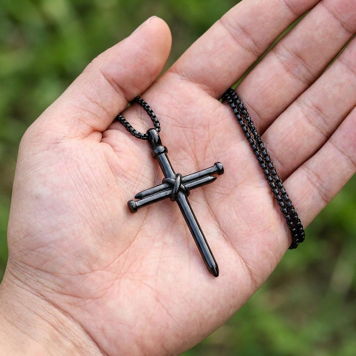 Vintage Stainless Steel Cross Nail Necklace – Christian Jesus Pendant for Men’s Punk Fashion