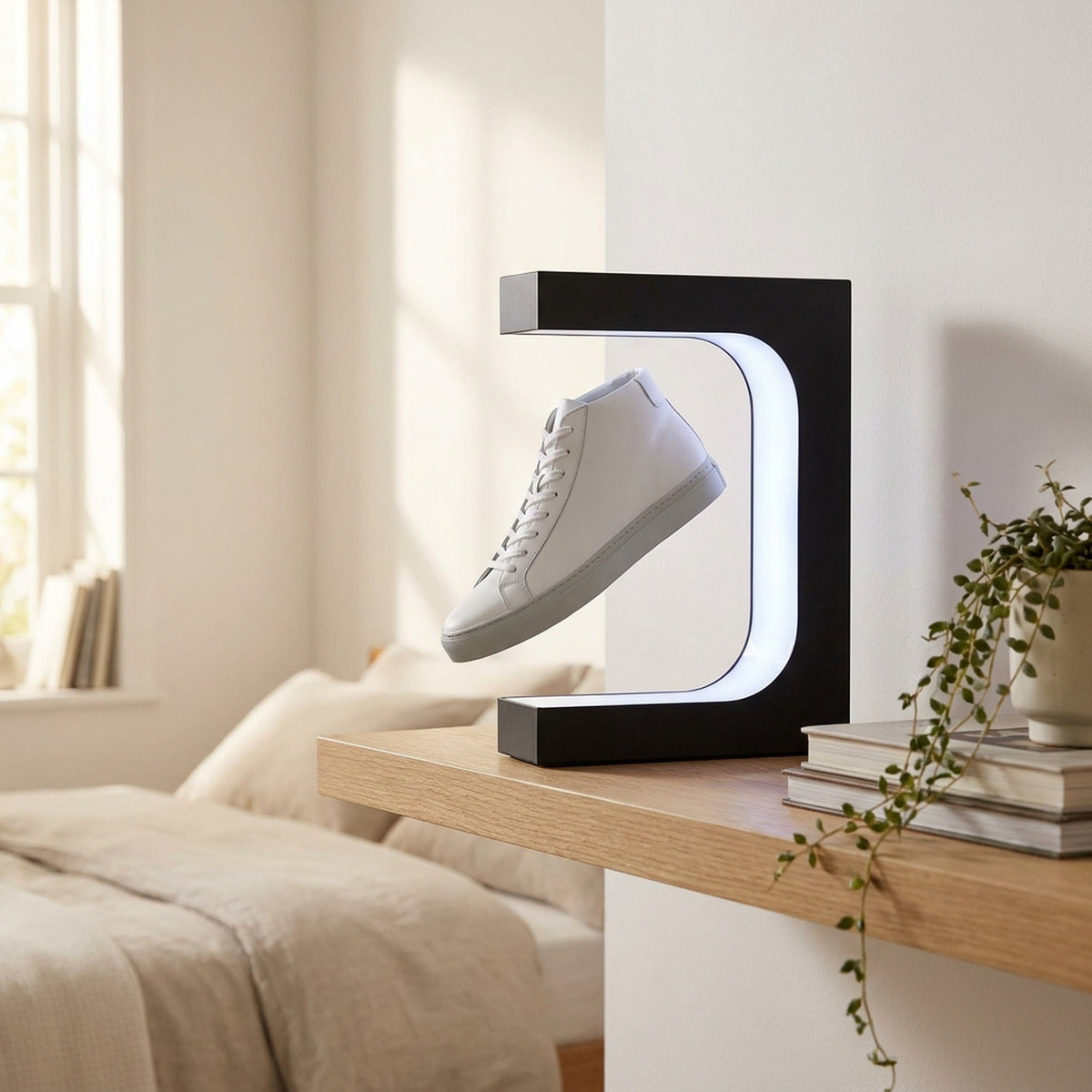 Levitating Shoe Display Stand - Magnetic Levitation Shoe Stand with LED Light