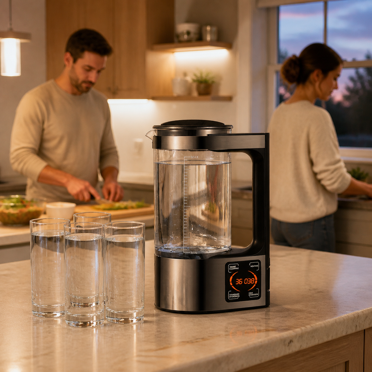V8 Hydrogen Water Pitcher with Heating & Smart Cleaning
