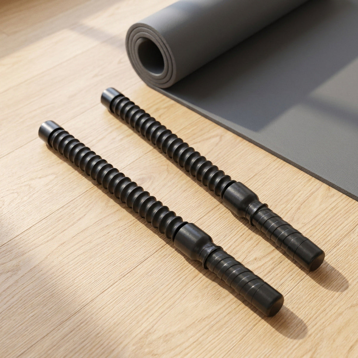 Cordless Battle Rope Bar — Coil-Spring Training Stick for Battle Rope Waves, No Rope and No Anchor, Single or Pair