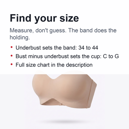 Invisible Strapless Lifting Bra – Soft Push-Up with Removable Straps for Seamless Support & Natural Shape