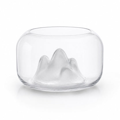 Snow Mountain Glass Bowl – Decorative Tabletop Centerpiece with a Frosted Glass Peak