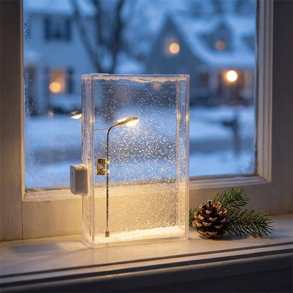 Snowy Scene Night Lights – DIY Christmas Street Lamp with Flowing Snow Effect for Magical Holiday Desktop Décor