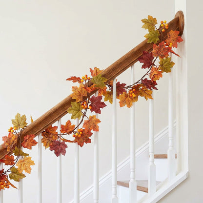 Autumn Maple Leaf Garland – 6.6 ft Artificial Fall Vine for Mantel, Staircase and Thanksgiving Table
