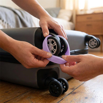 Silicone Luggage Wheel Covers - Stretch Bands for Double-Wheel Spinner Casters