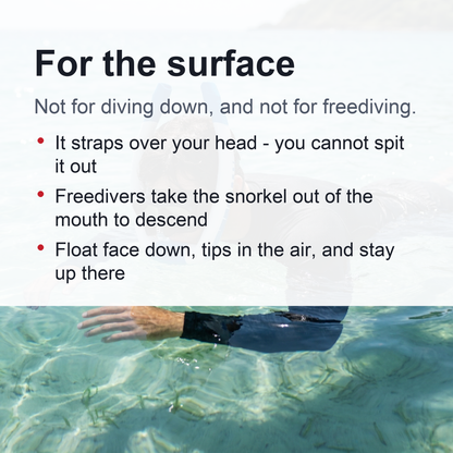 Adult Front Snorkel - Over-the-Head Swim Snorkel with Splash Guard, for Surface Snorkeling