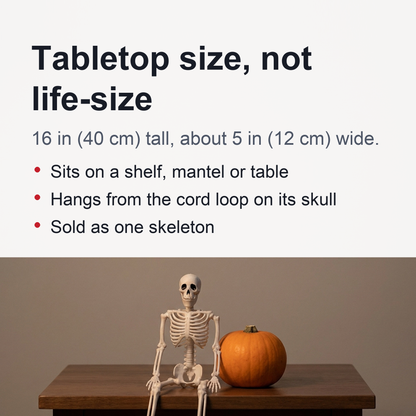 16 Inch Poseable Skeleton – Creepy Halloween Skeleton Decorations