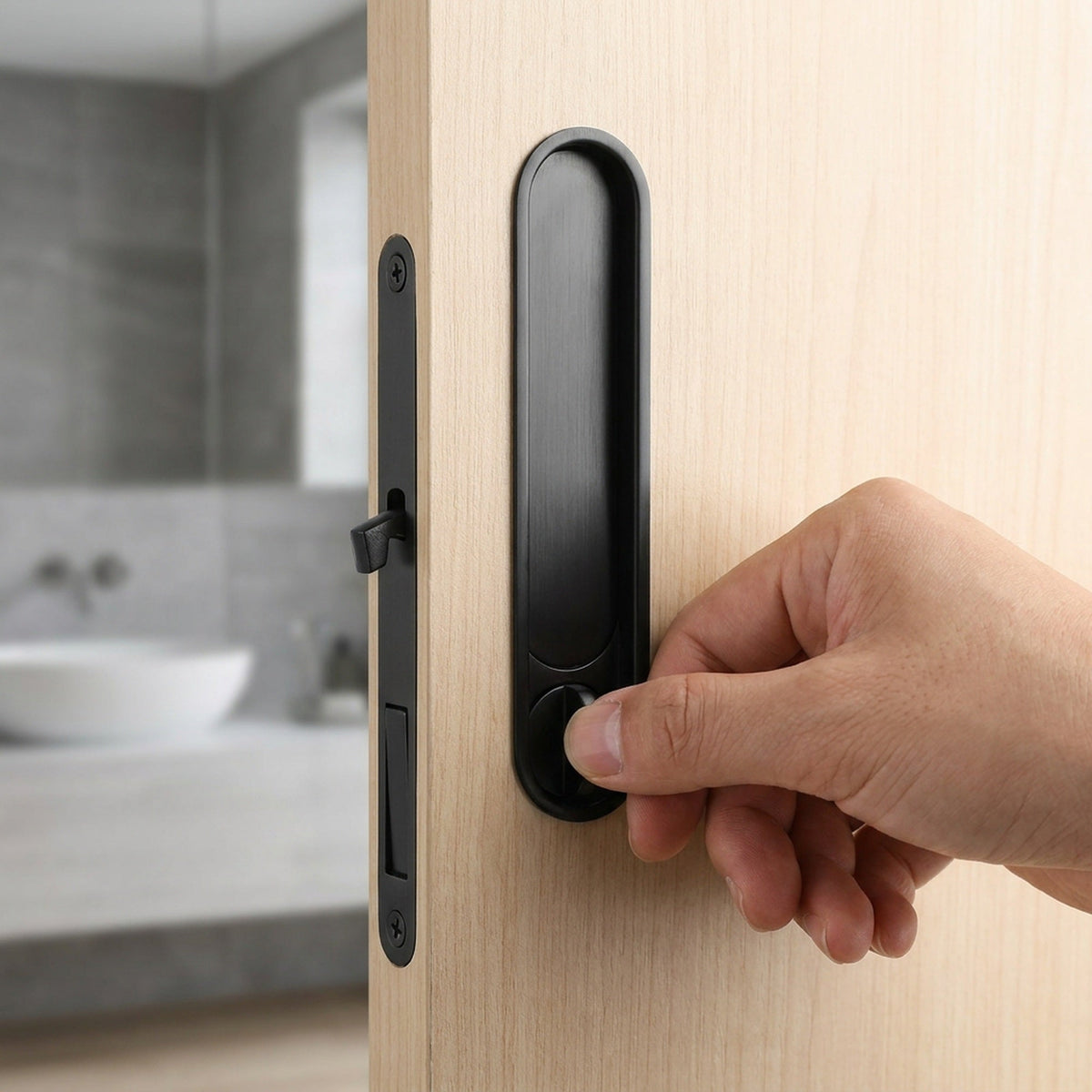 Latest Pocket Door Sliding Lock – Invisible Interior Hardware with Smooth Entry Hook, Durable Fittings for Bathroom Privacy and Modern Home Styling