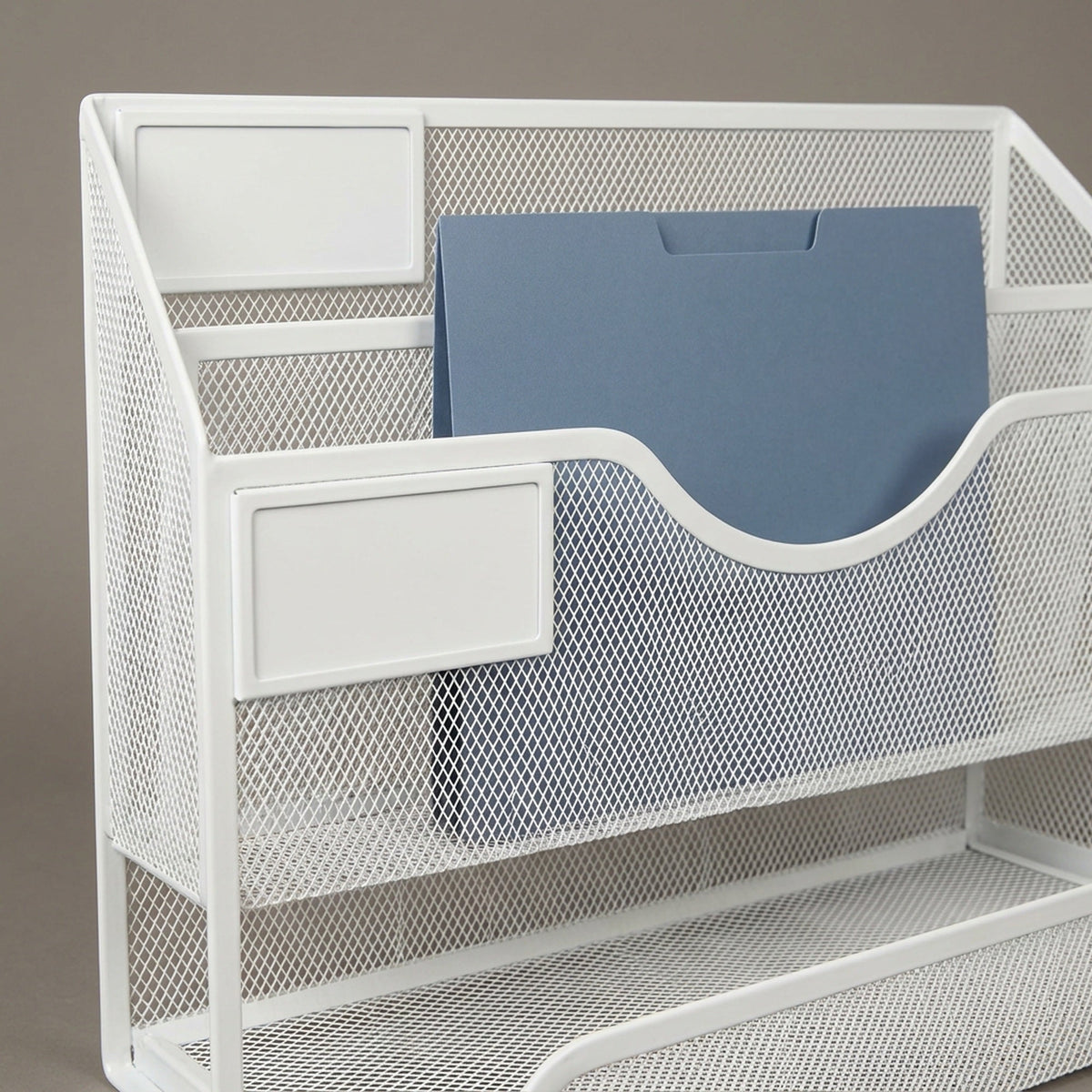 Mesh File Organizer - 5-Tier Steel Desktop and Wall Mount Document Holder for Letters, Mail and Files