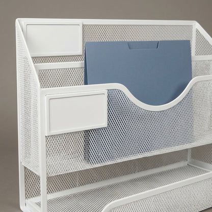 Mesh File Organizer - 5-Tier Steel Desktop and Wall Mount Document Holder for Letters, Mail and Files