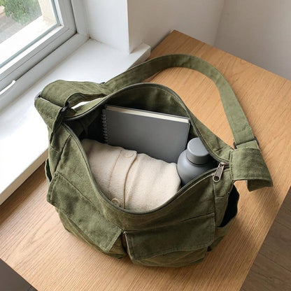 Women's Large Canvas Shoulder Messenger Bag – Vintage & Spacious