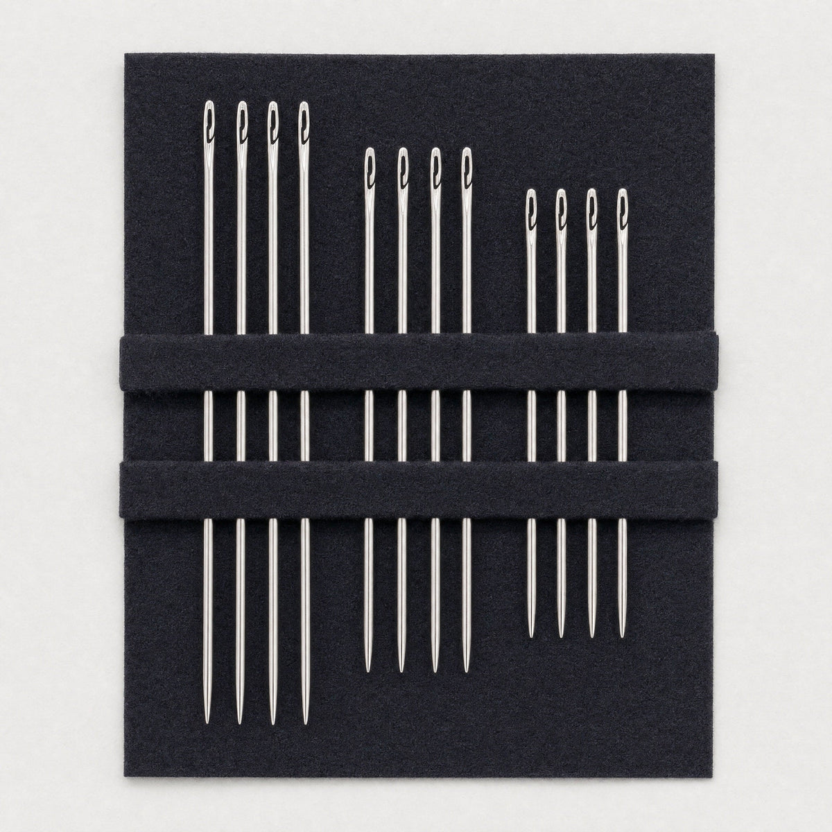 Self-Threading Needles - 12 Slit-Eye Hand Sewing Needles, Gold-Eye or Silver, Optional Wooden Case