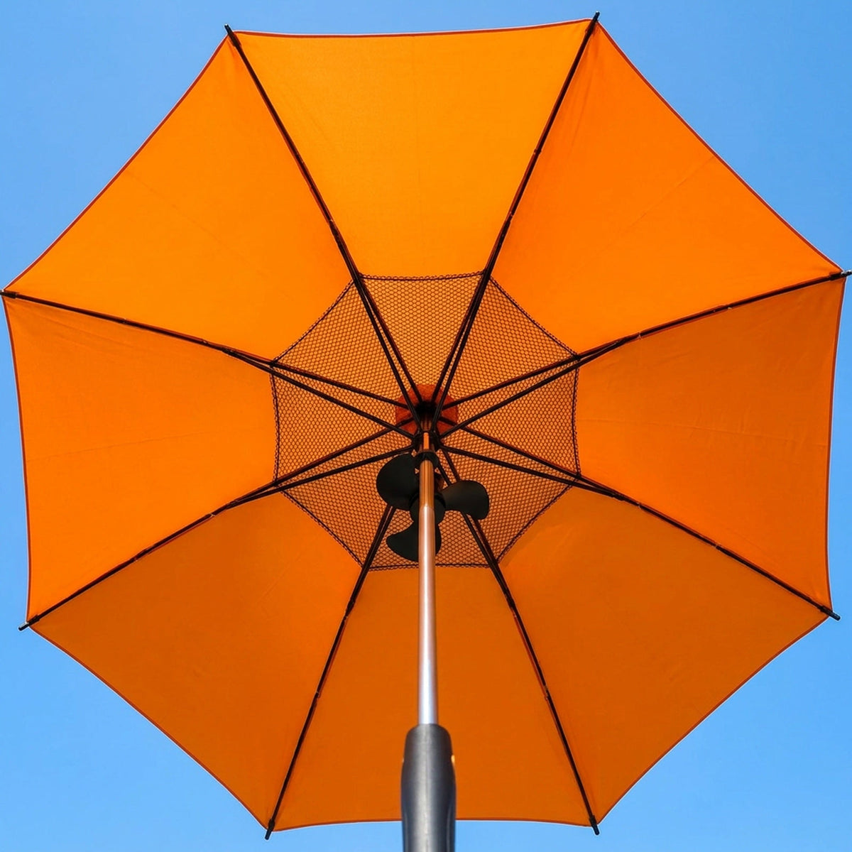 Misting Fan Umbrella – Full-Size Shade with a Built-In Fan and Hand-Pump Mist